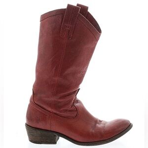 Red leather frye cowboy boot womens 6.5